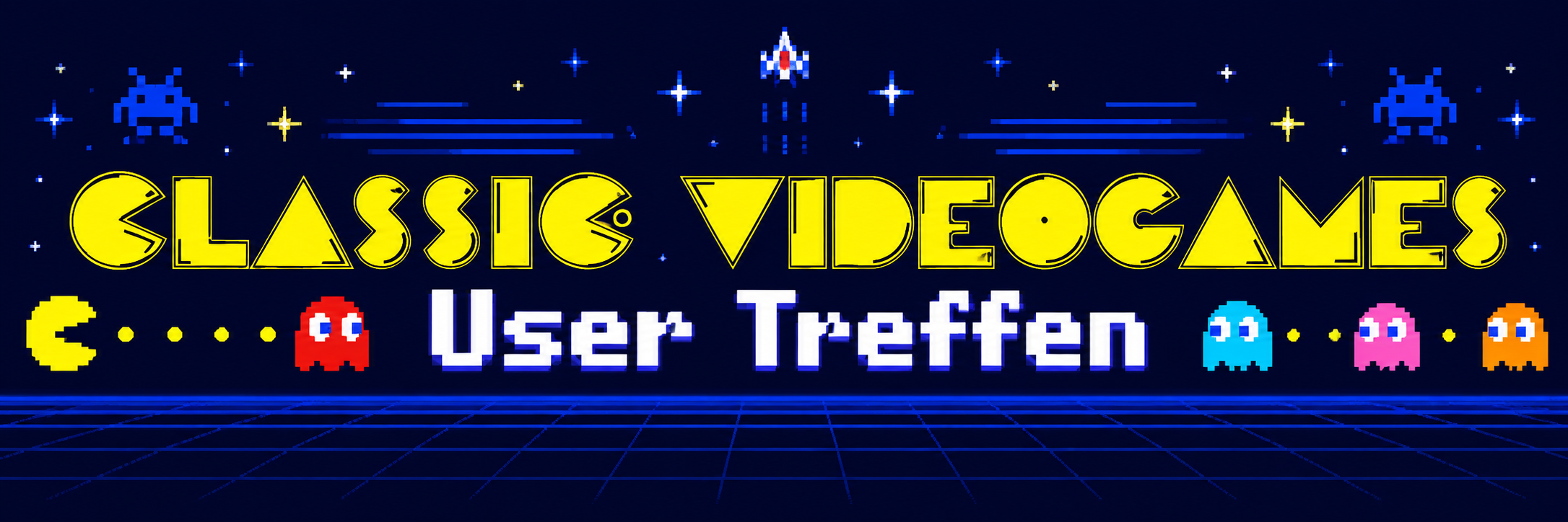 Classic Videogames User-Treffen – Pixel-Arcade-Banner